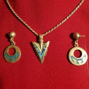 Vintage Sterling Silver Necklace/Pendant and Earrings Taxco Mexico 925